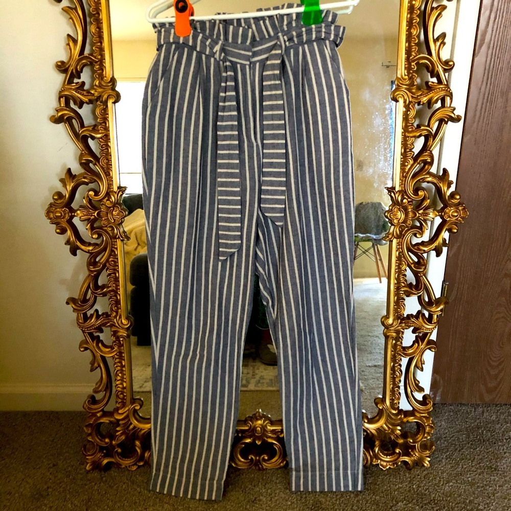 Urban Outfitters paper bag tie waist striped pant
